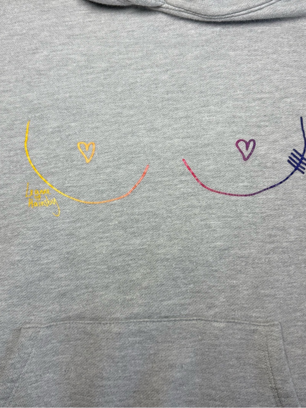 Peloton Limited Edition "Boob Check" Grey Hoodie Sweatshirt - Picture 4 of 10